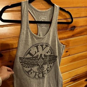 Boutique “Live Free” Gray tank top, size small